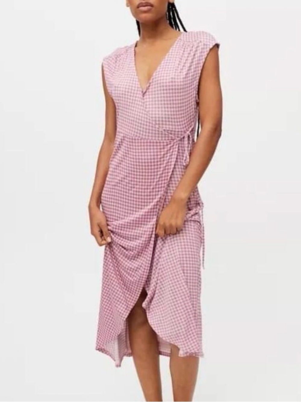 Urban Outfitters UO Zina Wrap Midi Pink/Rose Dress Size M